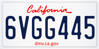 CA license plate 6VGG445