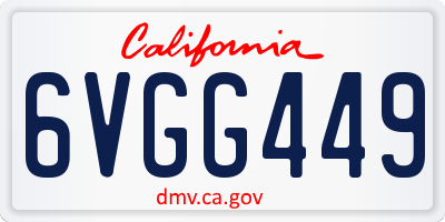 CA license plate 6VGG449