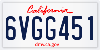 CA license plate 6VGG451