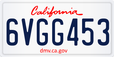 CA license plate 6VGG453