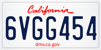 CA license plate 6VGG454