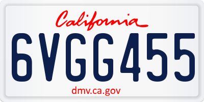 CA license plate 6VGG455