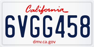 CA license plate 6VGG458