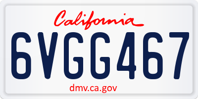 CA license plate 6VGG467