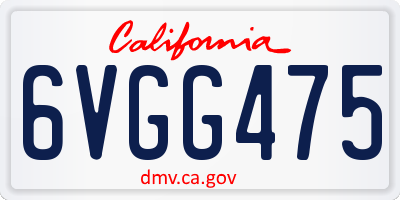 CA license plate 6VGG475