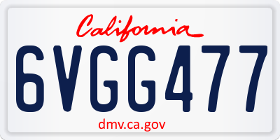 CA license plate 6VGG477