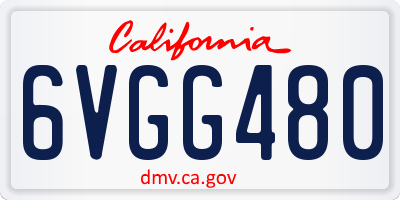 CA license plate 6VGG480
