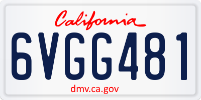CA license plate 6VGG481