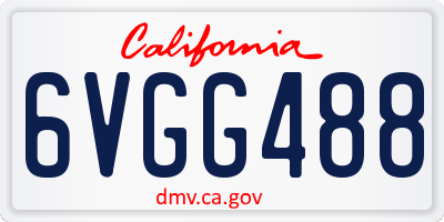 CA license plate 6VGG488