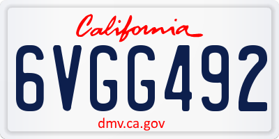 CA license plate 6VGG492