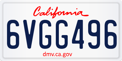 CA license plate 6VGG496