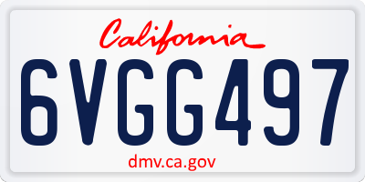 CA license plate 6VGG497