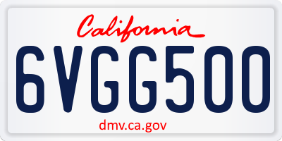 CA license plate 6VGG500
