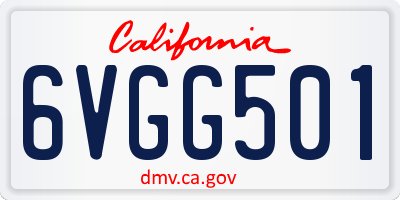 CA license plate 6VGG501