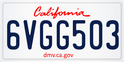 CA license plate 6VGG503