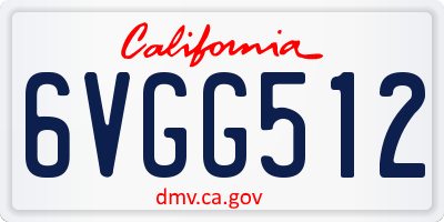 CA license plate 6VGG512