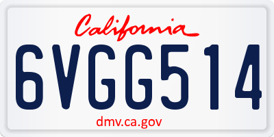 CA license plate 6VGG514