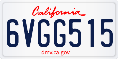 CA license plate 6VGG515
