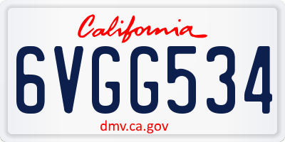 CA license plate 6VGG534