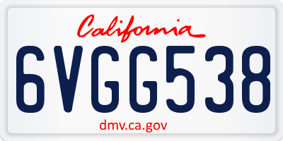 CA license plate 6VGG538