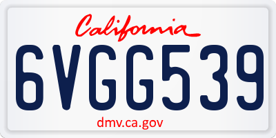 CA license plate 6VGG539