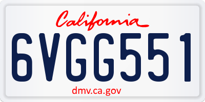 CA license plate 6VGG551