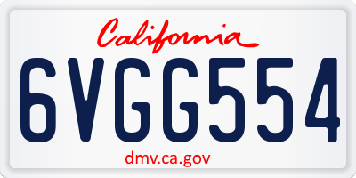 CA license plate 6VGG554