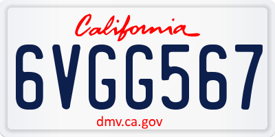 CA license plate 6VGG567