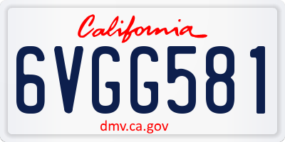 CA license plate 6VGG581