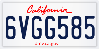 CA license plate 6VGG585