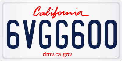 CA license plate 6VGG600