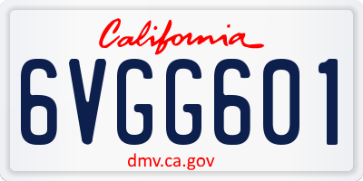 CA license plate 6VGG601