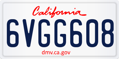 CA license plate 6VGG608
