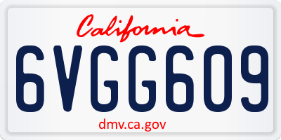 CA license plate 6VGG609