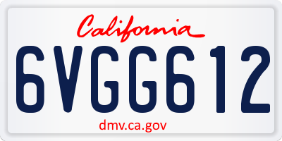 CA license plate 6VGG612