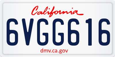 CA license plate 6VGG616