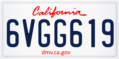 CA license plate 6VGG619
