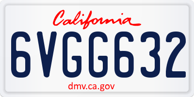 CA license plate 6VGG632