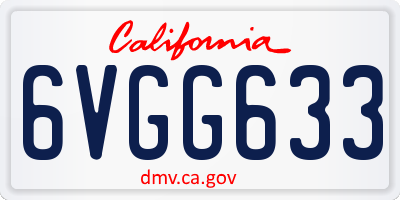 CA license plate 6VGG633