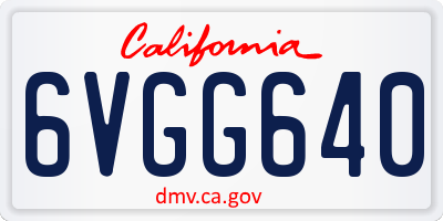CA license plate 6VGG640