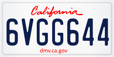 CA license plate 6VGG644