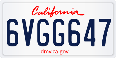 CA license plate 6VGG647