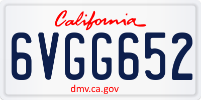 CA license plate 6VGG652