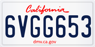 CA license plate 6VGG653