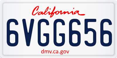 CA license plate 6VGG656