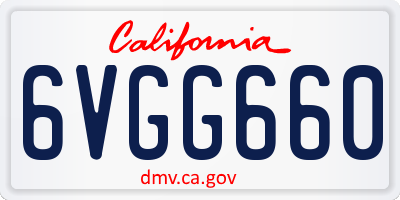 CA license plate 6VGG660