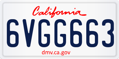 CA license plate 6VGG663