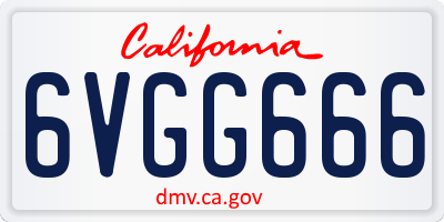CA license plate 6VGG666