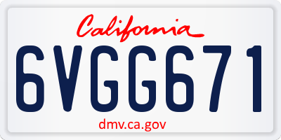 CA license plate 6VGG671