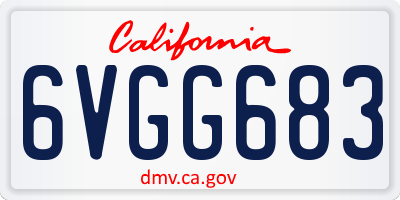 CA license plate 6VGG683